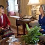 Aung San Suu Kyi was imprisoned by political opponents, Clinton worked to free her