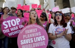 Protesters support abortion rights.