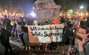 Students from the University of Virginia stage a counter-protest against a white supremacist rally