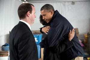 President Obama comforts survivors of Hurricane Sandy in 2012