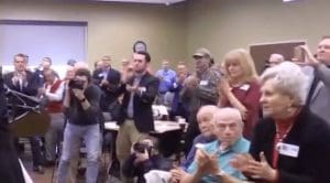 Applauding audience at Roy Moore event