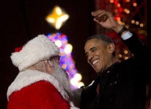 President Barack Obama and Santa Claus