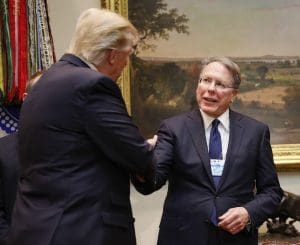 Trump shakes hands with NRA head Wayne LaPierre