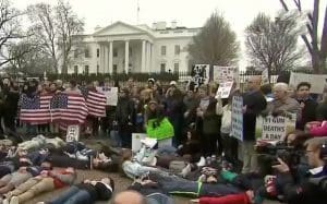 Students hold lie-in at White House on gun control 2-19-18