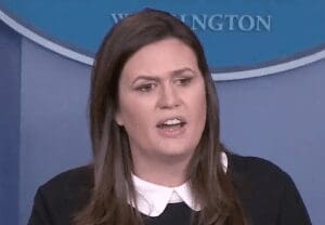 Sarah Huckabee Sanders speaks at a press conference.