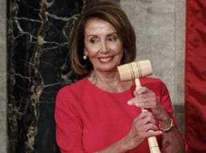 Nancy Pelosi accepts her gavel.
