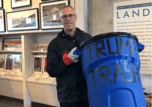 Rep. Jared Huffman stands with Trump trash