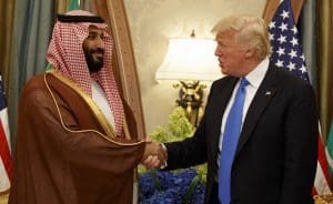 Trump shakes hands with Mohammed bin Salman