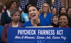 Alexandria Ocasio-Cortez at equal pay press conference