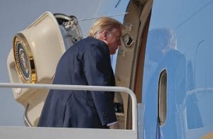 Donald Trump on his plane