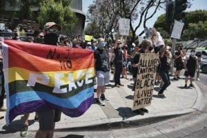 LGBTQ pride flag, George Floyd protests