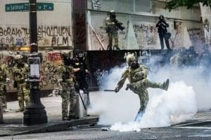 Federal officers tear gas protesters in Portland, Oregon
