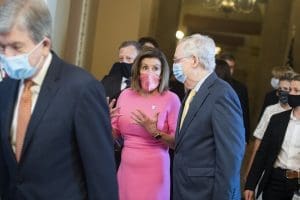 Nancy Pelosi and Mitch McConnell in masks