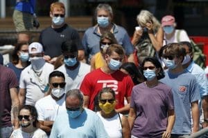People wearing masks during the pandemic.