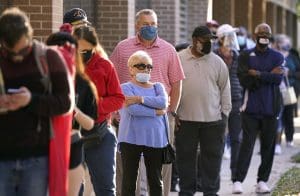Voters lined up at a polling place in Richardson, Texas