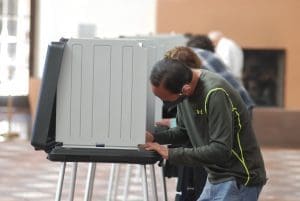 Voters participate in early voting in Santa Fe