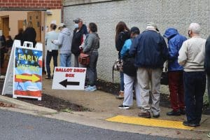 Voters wait in line