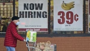 Ohio grocery store with a Now Hiring sign