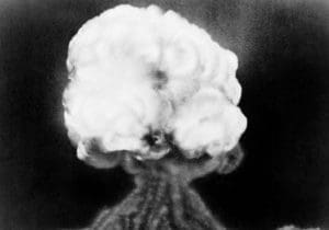 Mushroom cloud of first atomic bomb, Trinity Test Site, New Mexico, 1945