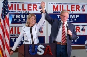 Illinois state Rep. Chris Miller with his wife, U.S. Rep. Mary Miller (R-IL)