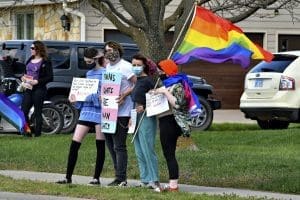 Protesters against anti-LGBTQ discrimination