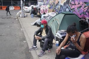 Homeless encampment in Queens, New York