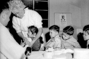 Schoolchildren being vaccinated, 1955