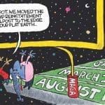 Cartoon: Flat Earth goalpost