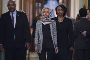 Reps. Dwight Evans (D-PA), Ilhan Omar (D-MN), and Ayanna Pressley (D-MA)