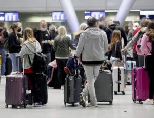 Holiday travelers, airport, air travel