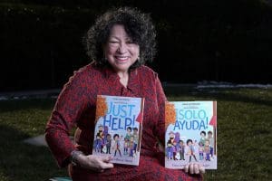 Sonia Sotomayor with children's books