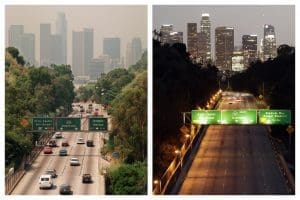 Los Angeles smog comparison photos