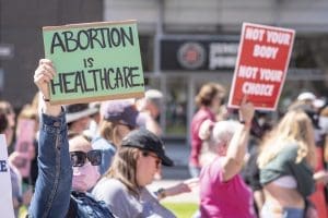 Abortion rights protesters in Detroit