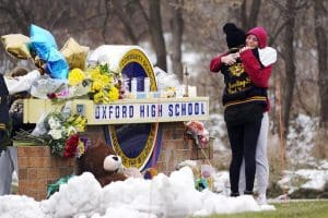 Oxford High School Michigan sign and memorial