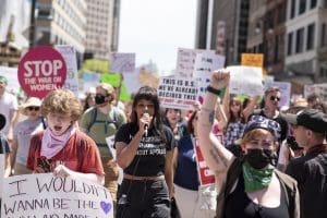 Abortion rights protesters in Detroit