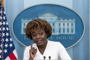 White House press secretary Karine Jean-Pierre speaks with reporters in the James Brady Press Briefing Room at the White House, Friday, Sept. 16, 2022, in Washington