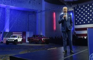 President Joe Biden speaks during a visit to the Detroit Auto Show, Wednesday, Sept. 14, 2022, in Detroit.