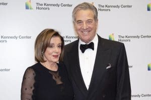 Nancy Pelosi and her husband, Paul Pelosi, arrive for the Kennedy Center Honors State Department Dinner on Dec. 7, 2019, in Washington.