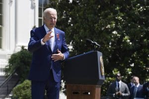 US President Joe Biden delivers remarks about historic achievement of Bipartisan Safer Communities Act, on July 11, 2022 at South Lawn/White House in Washington DC, USA.