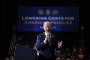 President Joe Biden speaks about lowering costs for American families at the East Portland Community Center in Portland, Ore., Saturday, Oct. 15, 2022. (AP Photo/Carolyn Kaster)
