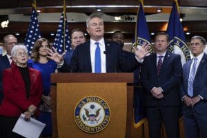 House Oversight and Reform Committee Ranking Member James Comer (R-Ky.) and other House Republicans hold a press conference on investigating Hunter Biden at the U.S. Capitol Nov. 17, 2022. (Francis Chung/E&E News/POLITICO via AP Images)