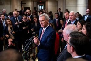 House Minority Leader Kevin McCarthy, R-Calif., conducts news conference after securing the Republican nomination for Speaker in the Capitol Visitor Center on Tuesday, November 15, 2022.