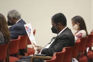 South Carolina Rep. Jerry Govan, D-Orangeburg, looks over a map during a House redistricting committee public hearing on Nov. 10, 2021, in Columbia, S.C. Federal judges are deciding whether South Carolina's new congressional maps are legal in a lawsuit by the NAACP which says the districts dilute Black voting power.