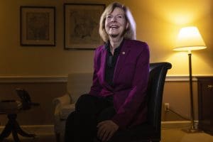 Sen. Tammy Baldwin, D-Wis., poses for a portrait after an interview about the passage of the Respect for Marriage Act, Tuesday, Dec. 6, 2022, on Capitol Hill in Washington.