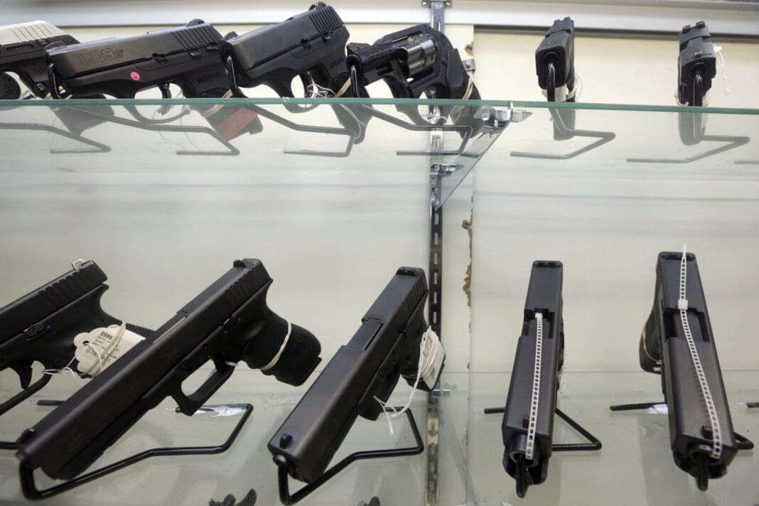 Guns on display in a gun store in Miami, Florida in 2016