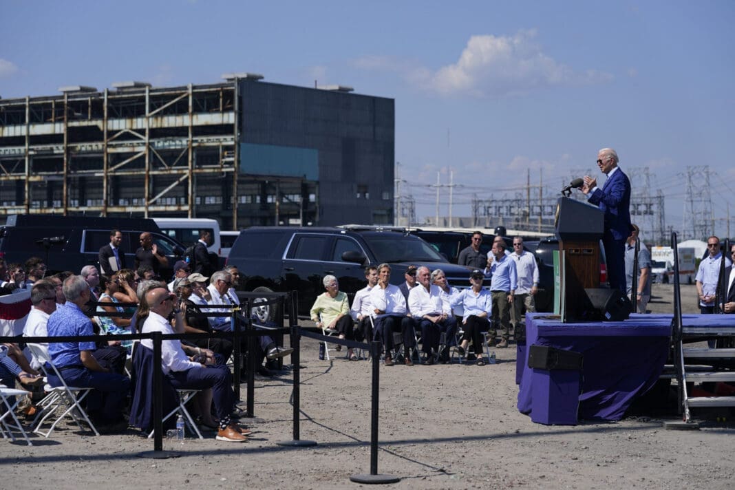 President Joe Biden speaks about climate change and clean energy at Brayton Power Station, July 20, 2022, in Somerset, Mass.