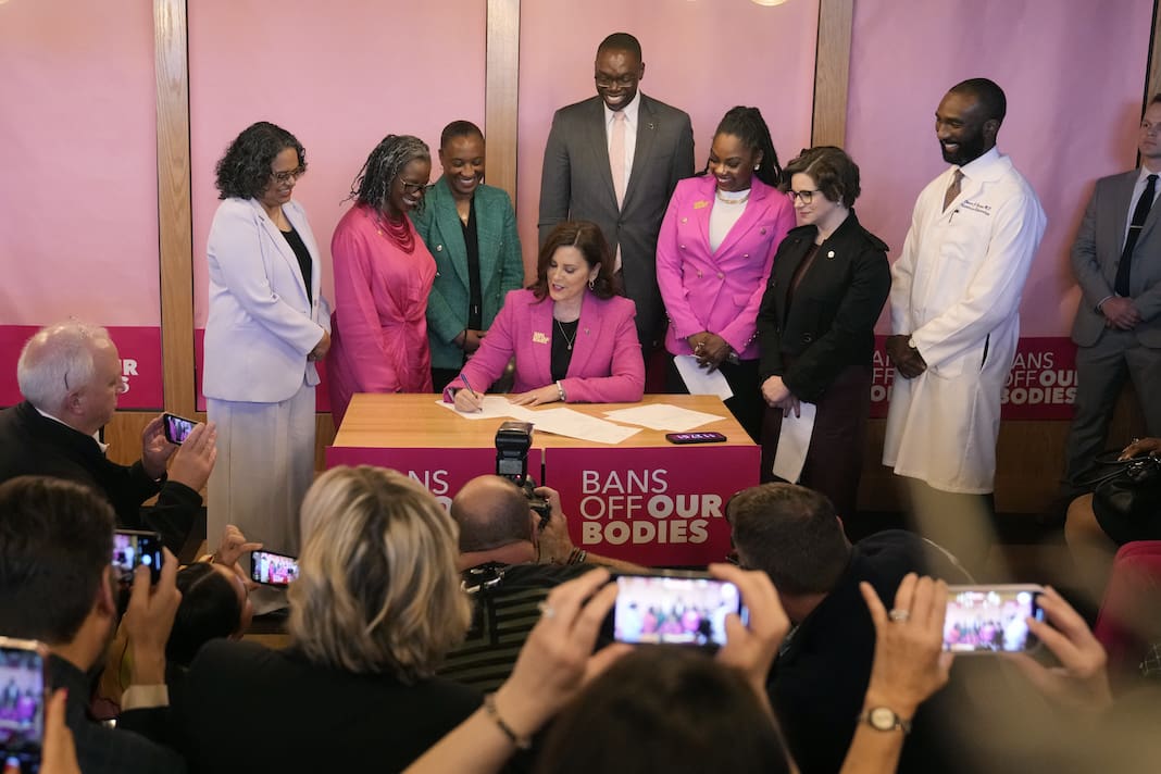 Gretchen Whitmer signing abortion rights bill