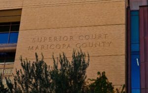 The Superior Court courthouse of Maricopa County at 201 West Jefferson Street in downtown Phoenix, Arizona, part of the Judicial Branch of Arizona.
